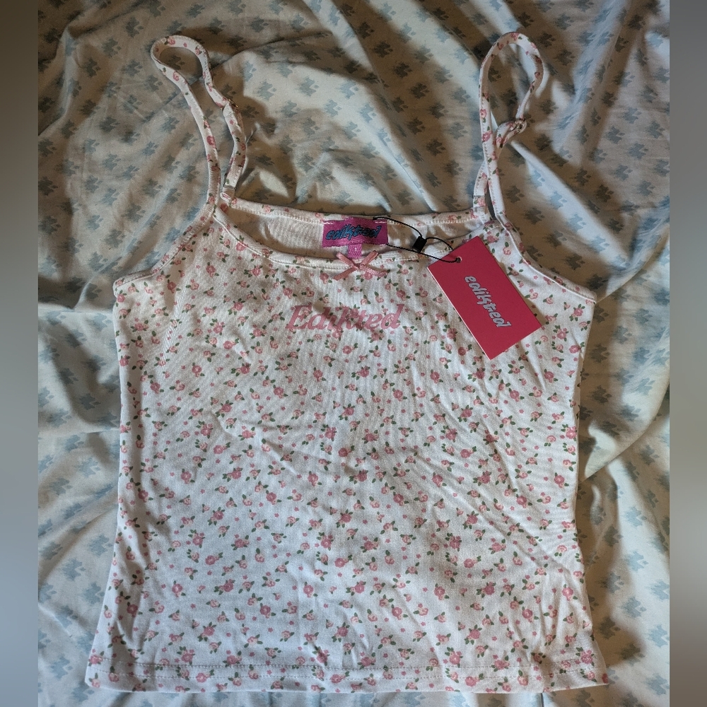 Edikted Floral Sleeveless Fitted Camisole Tank Top